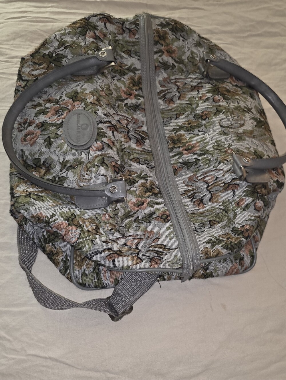 Vintage American Flyer 1980s Floral Canvas Duffle Travel Weekend Bag - Picture 9 of 11